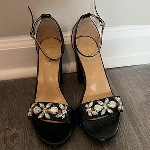 Black Jeweled Heels (Size 8)